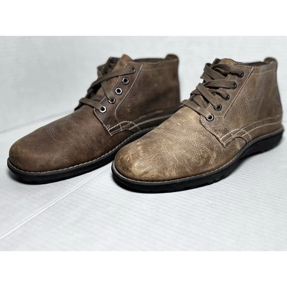 Timberland Mens 8.5M Brown Leather Chukka Boots Lace Up Ankle‎ Lug Sole